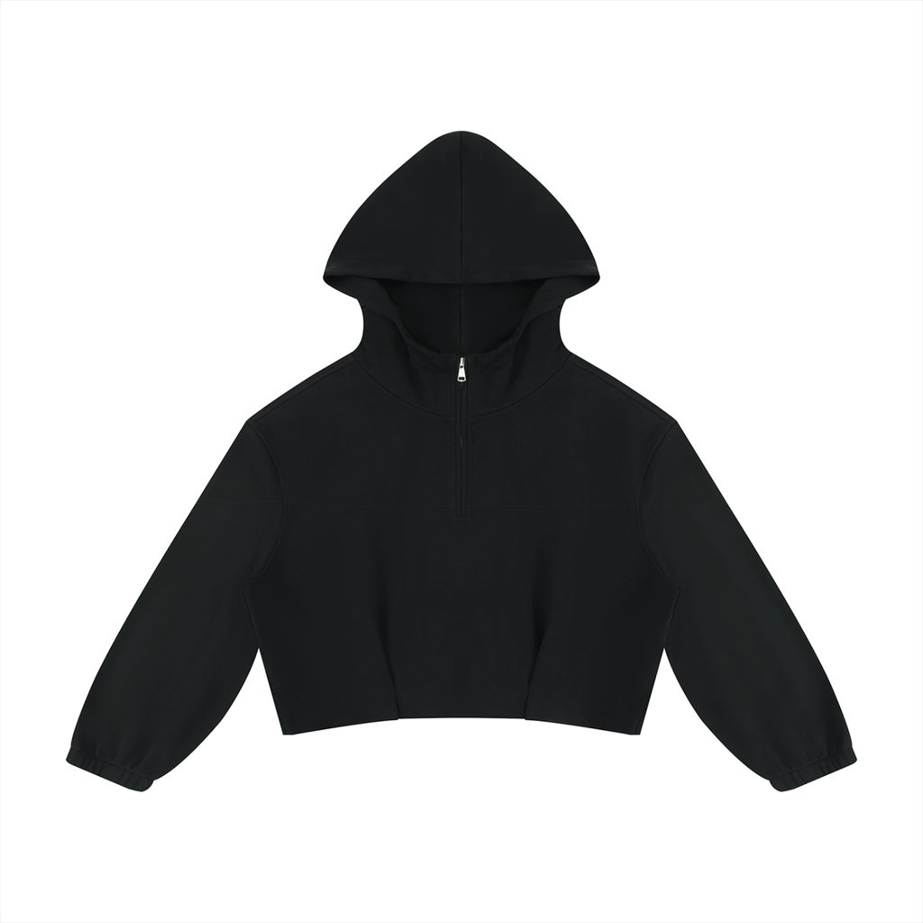 Sudadera con capucha y cremallera corta de corte cuadrado para mujer