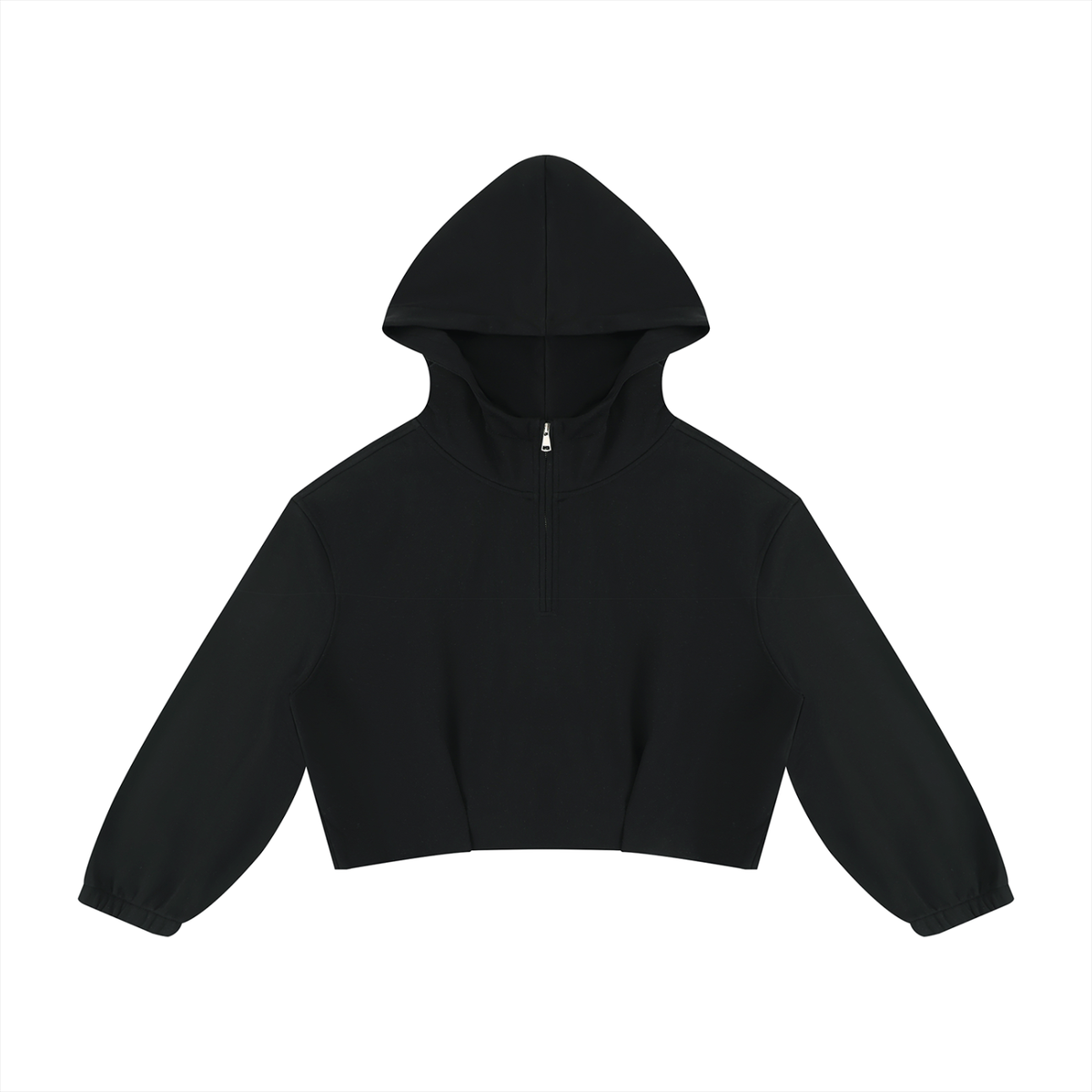 Sudadera con capucha y cremallera corta de corte cuadrado para mujer