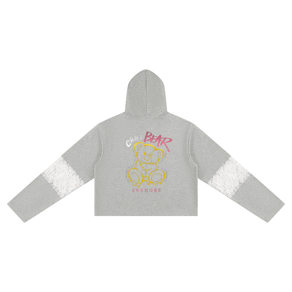 Women’s Cropped Lace-Panel Hoodie