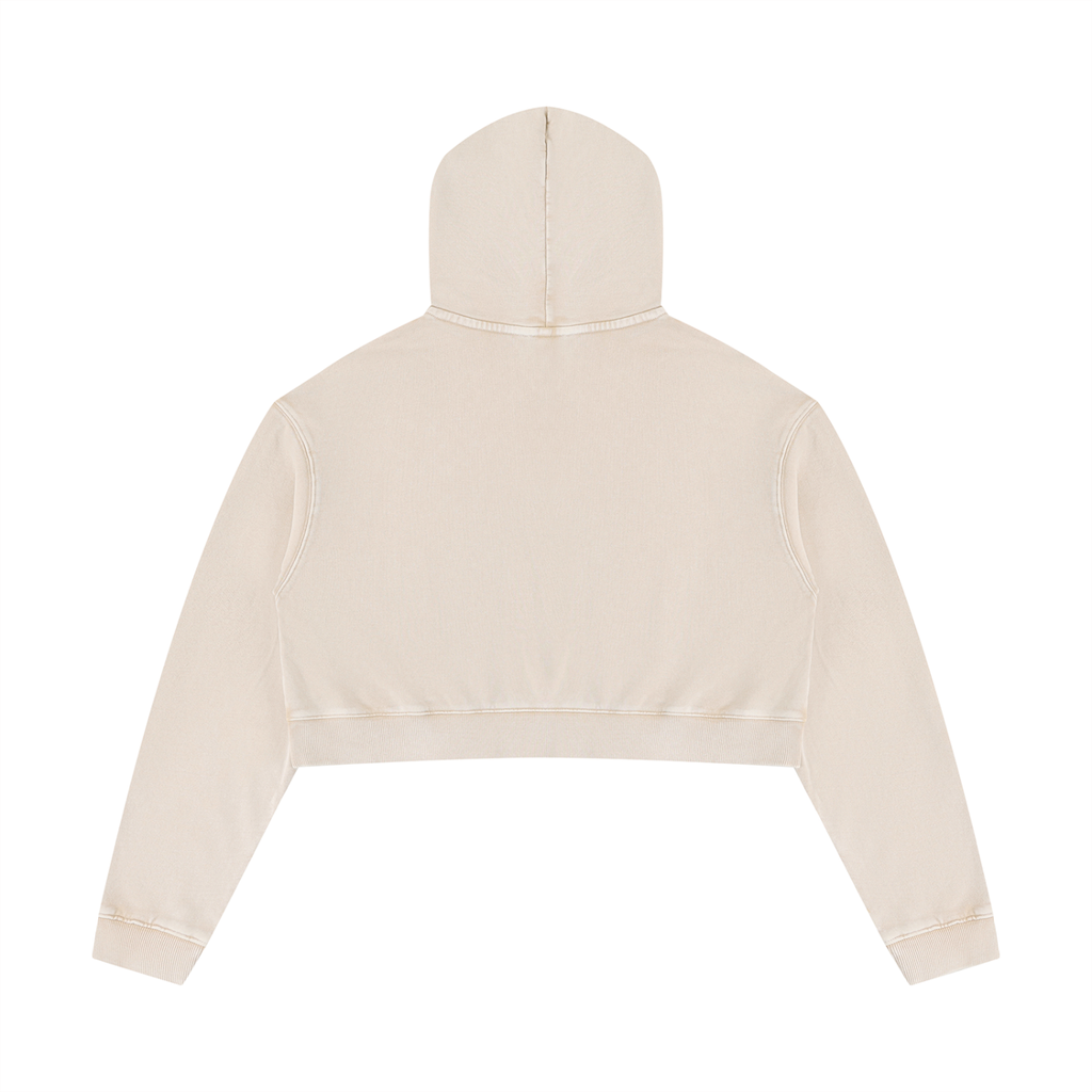 Sudadera corta con capucha para mujer, lavado mineral