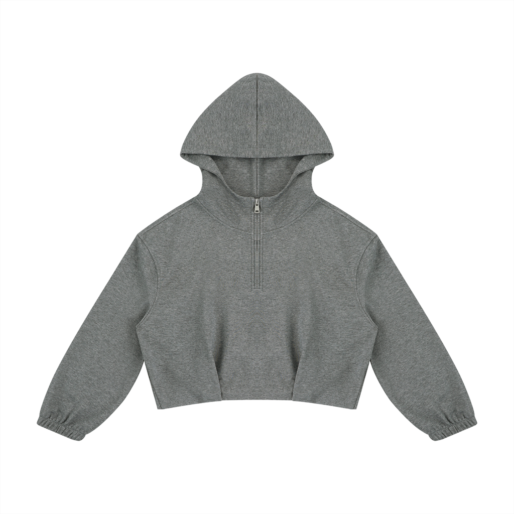 Sudadera con capucha y cierre de un cuarto, corte cuadrado, para mujer