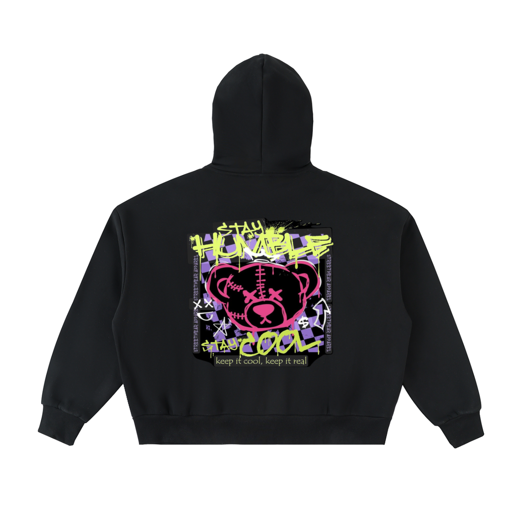 Fleeced Full-Zip Boxy Hoodie