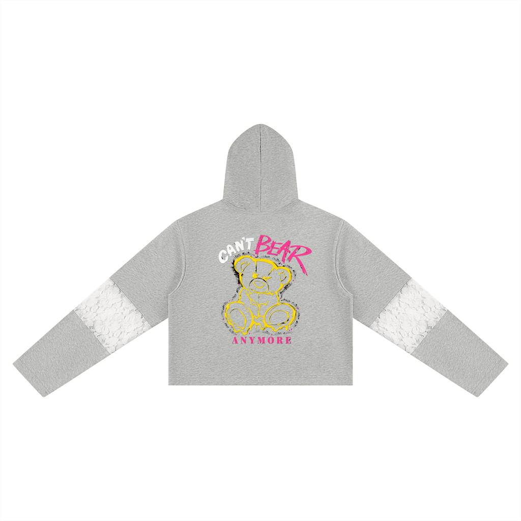 Sudadera con capucha y paneles de encaje para mujer