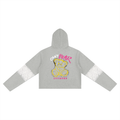 Sudadera con capucha y paneles de encaje para mujer