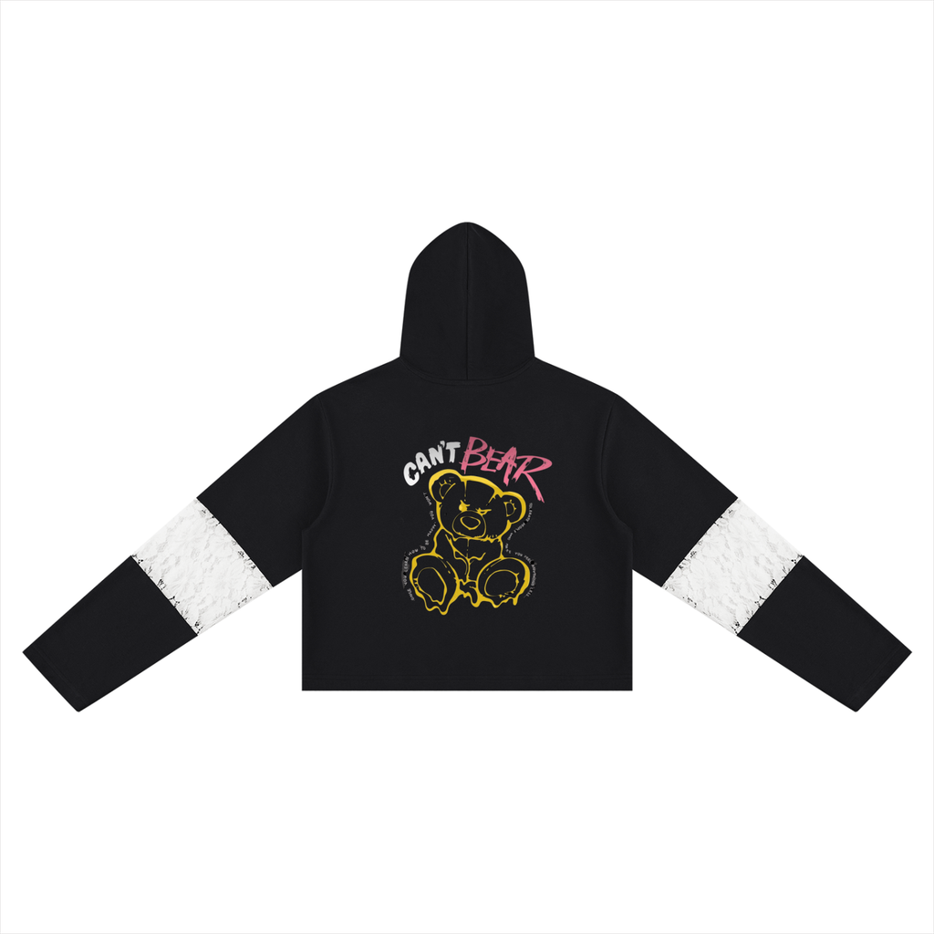 Women’s Cropped Lace-Panel Hoodie