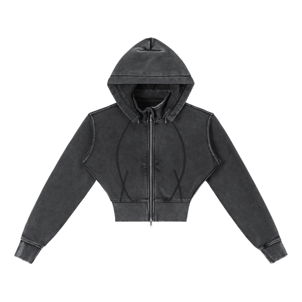 Sudadera de felpa corta lavada de estilo vintage