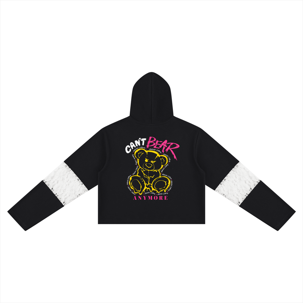 Sudadera corta con paneles de encaje para mujer