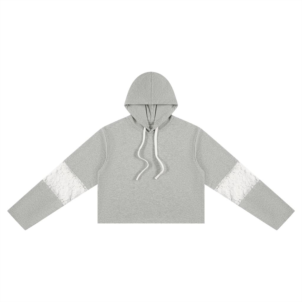 Sudadera con capucha y paneles de encaje para mujer
