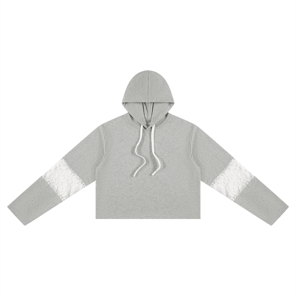 Sudadera con capucha y paneles de encaje para mujer