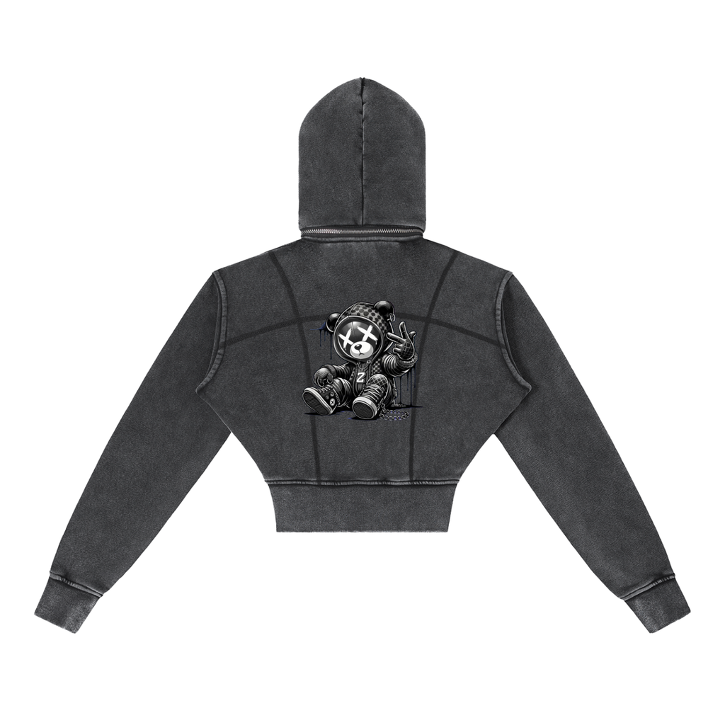 Vintage Washed Cropped Fleece Hoodie