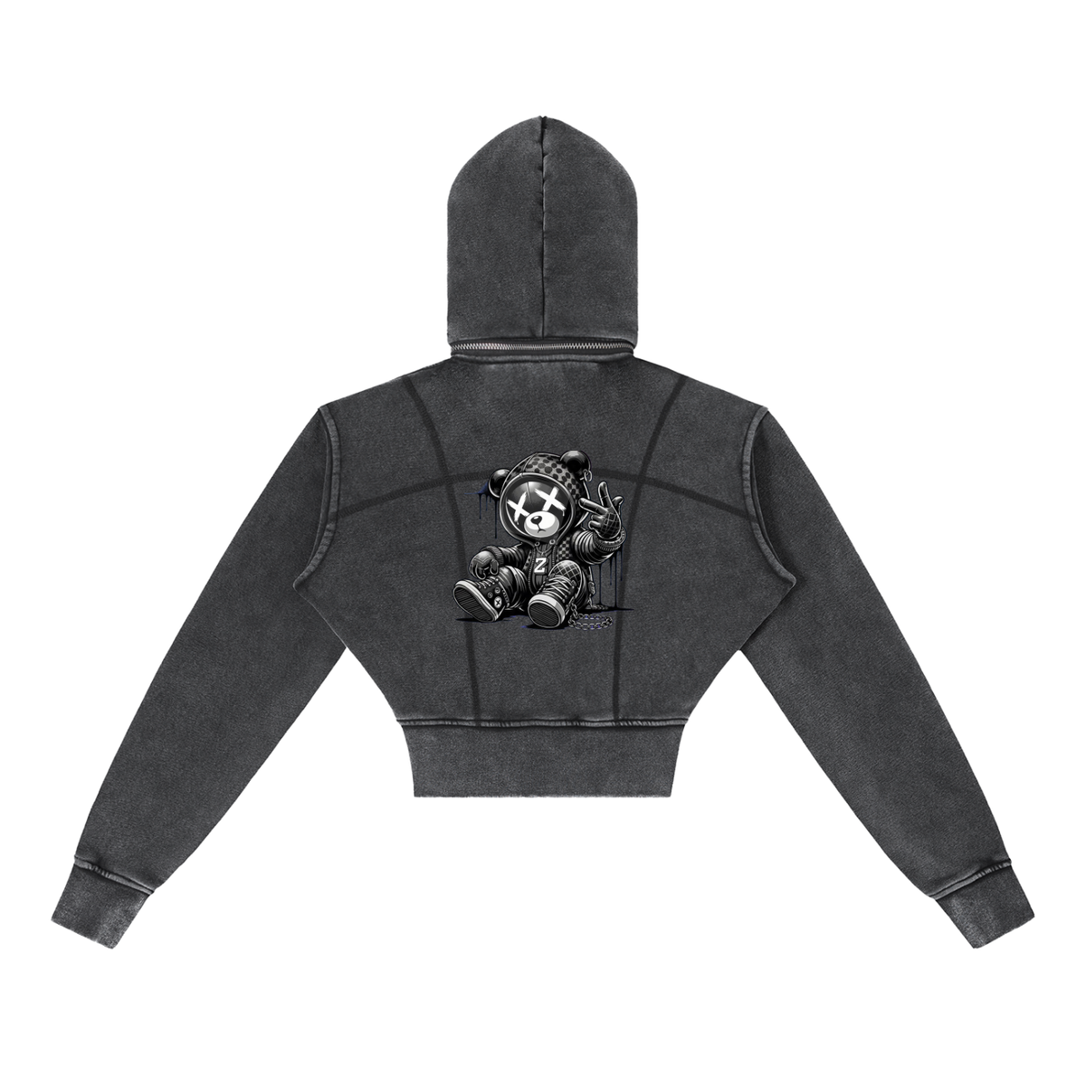 Vintage Washed Cropped Fleece Hoodie